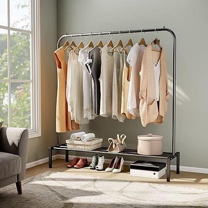 Stylish Iron Coat Rack Clothes Hanger, Floor Stand Drying Rack, Simple Clothes Storage Shelf.