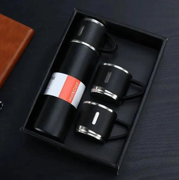 Stainless Steel Insulated Flask and Mug Set.